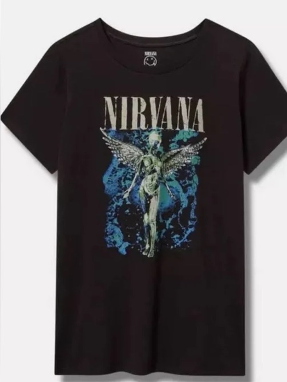 Torrid Nirvana angel classic fit cotton crew tee - size 1 - deep black